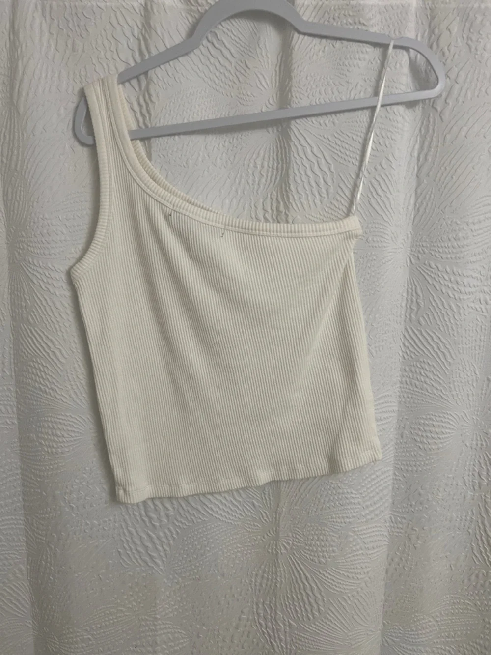 French Connection Cream One-Shoulder Ribbed Tank - Picture 4 of 5